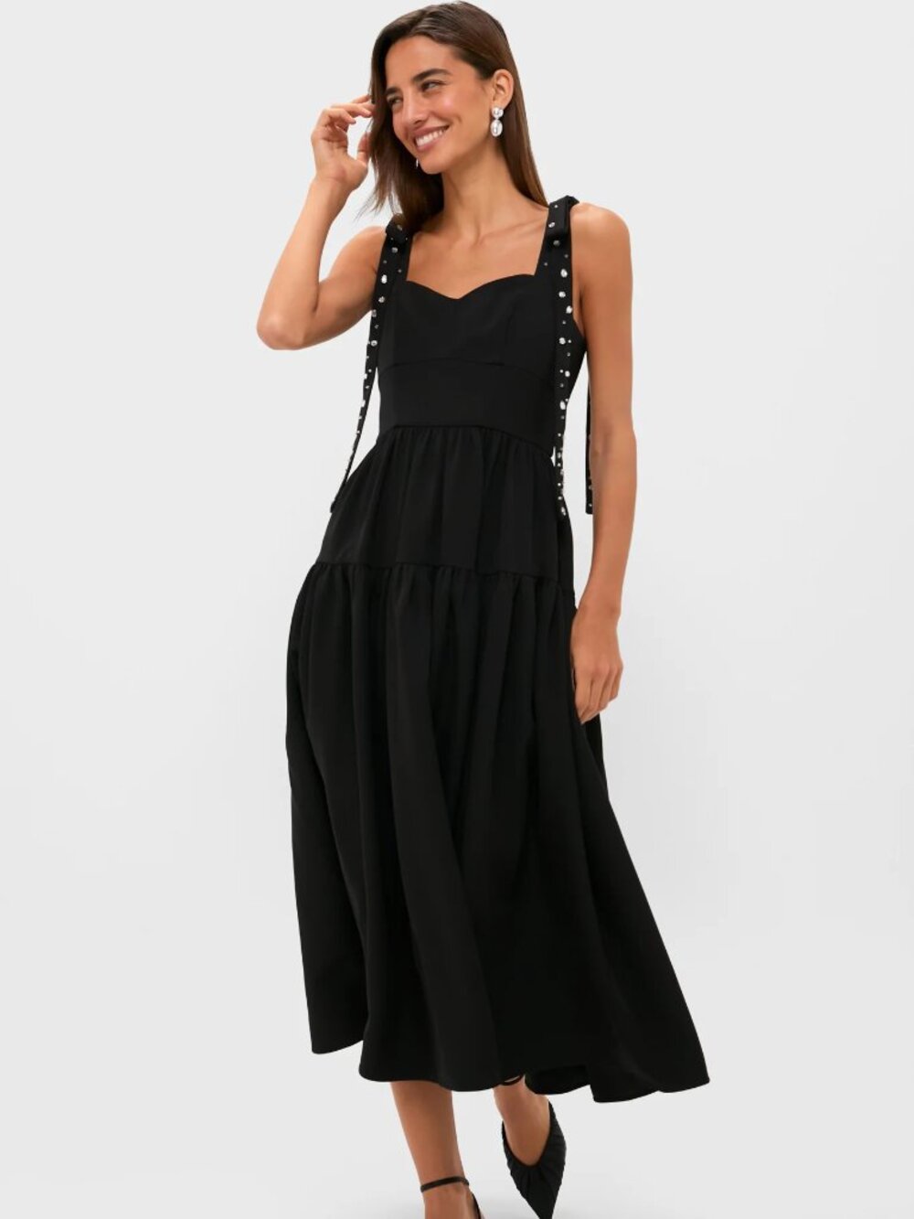 NWT Hyacinth House Black Embellished Bow Anges Maxi Dress - Size S